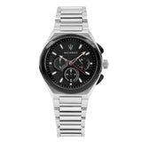 Buy Shop Maserati Triconic Chronograph Black Dial Silver Steel Strap Watch For Men - R8873639002 USA Online