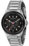 Buy Shop Maserati Triconic Chronograph Black Dial Silver Steel Strap Watch For Men - R8873639002 USA Online