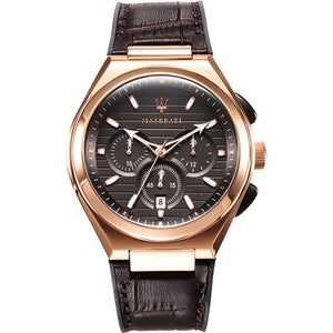 Buy Shop Maserati Triconic Chronograph Grey Dial Brown Leather Strap Watch For Men - R8871639003 USA Online