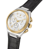 Buy Shop Maserati Triconic Chronograph White Dial Black Leather Strap Watch For Men - R8871639004 USA Online