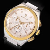 Buy Shop Maserati Triconic Chronograph White Dial Black Leather Strap Watch For Men - R8871639004 USA Online