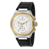 Buy Shop Maserati Triconic Chronograph White Dial Black Leather Strap Watch For Men - R8871639004 USA Online