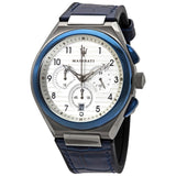 Buy Shop Maserati Triconic Chronograph White Dial Blue Leather Strap Watch For Men - R8871639001 USA Online
