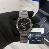 Buy Shop Maserati Triconic Quartz Black Dial Black Steel Strap Watch For Men - R8873639003 USA Online