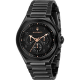 Buy Shop Maserati Triconic Quartz Black Dial Black Steel Strap Watch For Men - R8873639003 USA Online