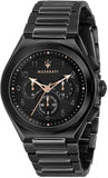 Buy Shop Maserati Triconic Quartz Black Dial Black Steel Strap Watch For Men - R8873639003 USA Online