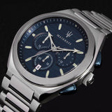 Buy Shop Maserati Triconic Quartz Blue Dial Silver Steel Strap Watch For Men - R8873639001 USA Online
