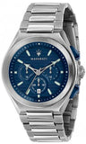 Buy Shop Maserati Triconic Quartz Blue Dial Silver Steel Strap Watch For Men - R8873639001 USA Online
