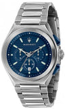 Maserati Triconic Quartz Blue Dial Silver Steel Strap Watch For Men - R8873639001