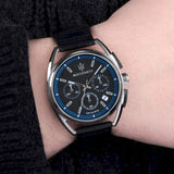 Buy Shop Maserati Trimarano Chronograph Black Dial Black Leather Strap Watch For Men - R8871632001 USA Online