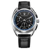 Buy Shop Maserati Trimarano Chronograph Black Dial Black Leather Strap Watch For Men - R8871632001 USA Online