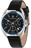 Buy Shop Maserati Trimarano Chronograph Black Dial Black Leather Strap Watch For Men - R8871632001 USA Online