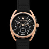 Buy Shop Maserati Trimarano Chronograph Black Dial Leather Strap Watch For Men - R8871632002 USA Online