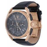 Buy Shop Maserati Trimarano Chronograph Black Dial Leather Strap Watch For Men - R8871632002 USA Online
