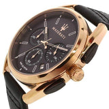 Buy Shop Maserati Trimarano Chronograph Black Dial Leather Strap Watch For Men - R8871632002 USA Online