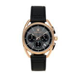 Buy Shop Maserati Trimarano Chronograph Black Dial Leather Strap Watch For Men - R8871632002 USA Online