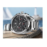 Buy Shop Maserati Trimarano Chronograph Black Dial Silver Stainless Steel Strap Watch For Men - R8873632003 USA Online