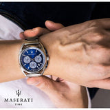 Buy Shop Maserati Trimarano Chronograph Blue Dial Silver Steel Strap Watch For Men - R8873632004 USA Online