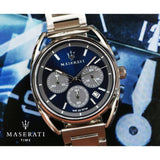 Buy Shop Maserati Trimarano Chronograph Blue Dial Silver Steel Strap Watch For Men - R8873632004 USA Online