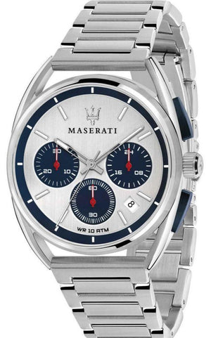 Maserati Trimarano Chronograph Silver Dial Silver Stainless Steel Strap Watch For Men - R8873632001