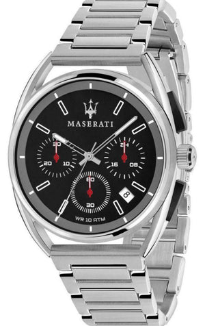 Maserati Trimarano Chronograph Black Dial Silver Stainless Steel Strap Watch For Men - R8873632003