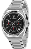 Maserati Trimarano Chronograph Black Dial Silver Stainless Steel Strap Watch For Men - R8873632003