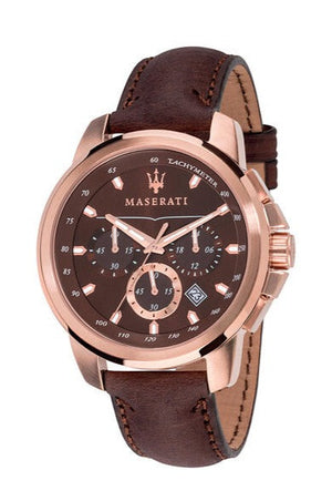 Buy Shop Maserati Successo Brown Dial Brown Leather Strap Watch For Men - R8871621004 USA Online