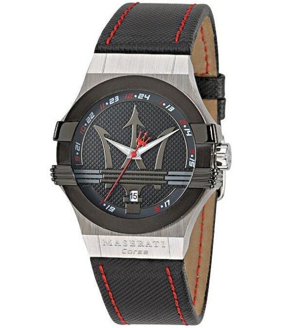 Buy Shop Maserati Potenza Black Dial Black Leather Strap Watch For Men - R8851108001 USA Online