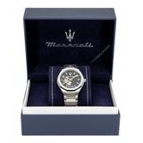 Buy Shop Maserati Stile Skeleton Automatic Black Dial Silver Steel Strap Watch For Men - R8823142002 USA Online