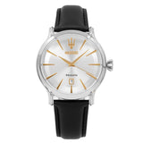 Buy Shop Maserati Epoca White Dial Black Leather Strap Watch For Men - R8851118002 USA Online