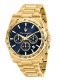 Buy Shop Maserati Velocità Chronograph Blue Dial Gold Steel Strap Watch for Men - R8873652002 USA Online