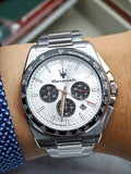 Maserati Velocità Chronograph Silver Dial Silver Steel Strap Watch for Men - R8873652006