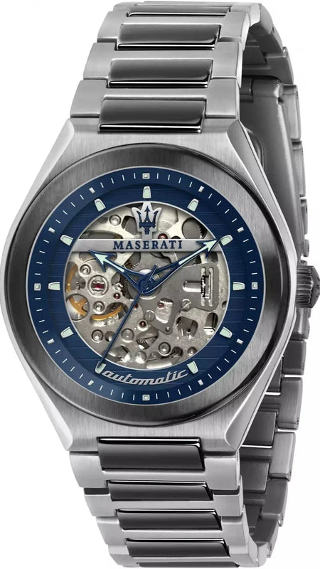 Buy Shop Maserati Triconic Automatic Skeleton Blue Dial Watch For Men - R8823139001 USA Online