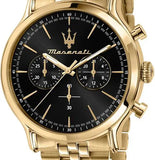 Buy Shop Maserati Epoca Chronograph Black Dial Gold Steel Strap Watch For Men - R8873618023 USA Online