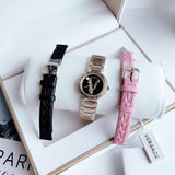 Buy Shop Versace V Virtus Quartz Black Dial Gold Steel Strap Watch For Women - VET300121 USA Online