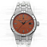 Maurice Lacroix Aikon Limited Edition Automatic Date Orange Dial Silver Steel Strap Watch For Men - AI6008-SS00F-530-1