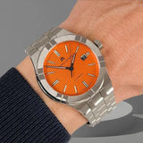 Maurice Lacroix Aikon Limited Edition Automatic Date Orange Dial Silver Steel Strap Watch For Men - AI6008-SS00F-530-1