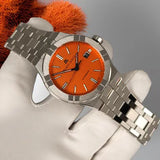 Maurice Lacroix Aikon Limited Edition Automatic Date Orange Dial Silver Steel Strap Watch For Men - AI6008-SS00F-530-1