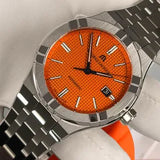 Maurice Lacroix Aikon Automatic Date Orange Dial Silver Steel Strap Watch For Men - AI6008-SS00F-530-E