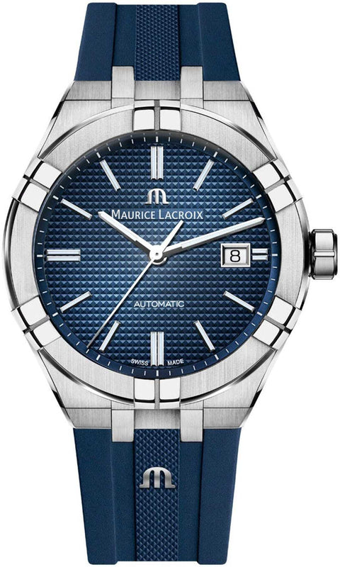 Buy Shop Maurice Lacroix Aikon Automatic Date Blue Dial Blue Silicone Strap Watch For Men - AI6008-SS000-430-4 USA Online
