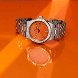 Buy Shop Maurice Lacroix Aikon Automatic Date Orange Dial Silver Steel Strap Watch For Men - AI6008-SS00F-530-E USA Online