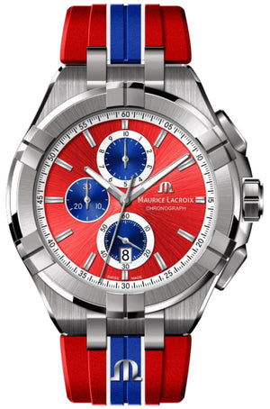 Buy Shop Maurice Lacroix Aikon Beach Volley Vikings Limited Edition Red Dial Red Rubber Strap Watch for Men - AI1018-SS001-530-6 USA Online