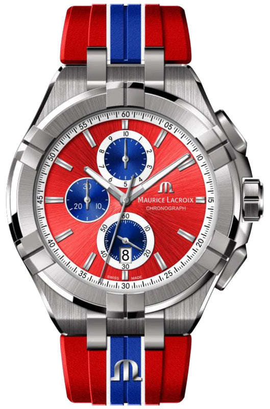 Buy Shop Maurice Lacroix Aikon Beach Volley Vikings Limited Edition Red Dial Red Rubber Strap Watch for Men - AI1018-SS001-530-6 USA Online
