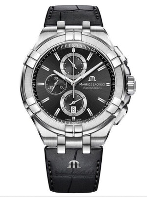 Buy Shop Maurice Lacroix Aikon Chronograph Black Dial Black Leather Strap Watch for Men - AI1018-SS001-330-1 USA Online