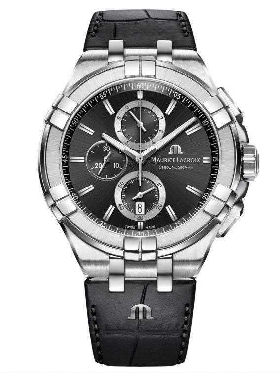 Buy Shop Maurice Lacroix Aikon Chronograph Black Dial Black Leather Strap Watch for Men - AI1018-SS001-330-1 USA Online