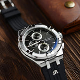 Buy Shop Maurice Lacroix Aikon Chronograph Black Dial Black Leather Strap Watch for Men - AI1018-SS001-330-2 USA Online