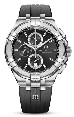 Buy Shop Maurice Lacroix Aikon Chronograph Black Dial Black Leather Strap Watch for Men - AI1018-SS001-330-2 USA Online