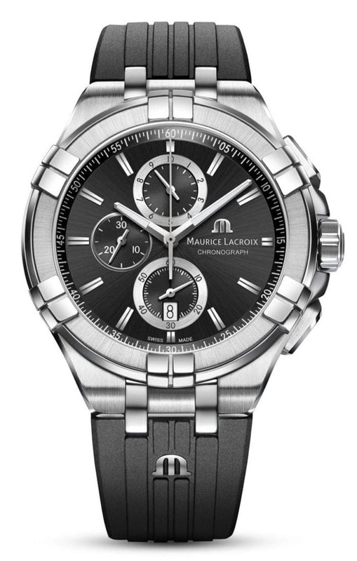Buy Shop Maurice Lacroix Aikon Chronograph Black Dial Black Leather Strap Watch for Men - AI1018-SS001-330-2 USA Online