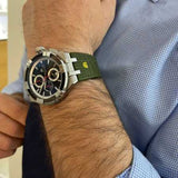 Buy Shop Maurice Lacroix Aikon Chronograph Black Dial Green Leather Strap Watch for Men - AI1018-PVB21-330-1 USA Online