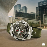 Buy Shop Maurice Lacroix Aikon Chronograph Black Dial Green Leather Strap Watch for Men - AI1018-PVB21-330-1 USA Online